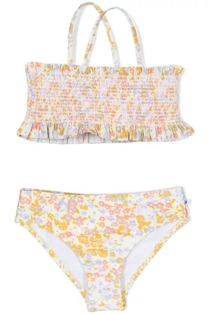 Molo Girls Bikini Sets - Smocked floral-print bikini set - Yellow