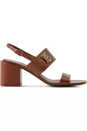 Burberry Women Leather Sandals - Monogram-motif leather sandals - Brown