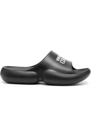 VERSACE Men Sandals - Tago logo print slides - Black
