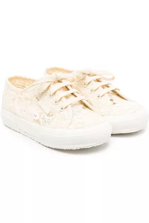 Superga Girls Sneakers - Lace-embroidered cotton sneakers - Neutrals