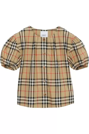 Burberry Girls Blouses - Checkered cotton twill blouse - Brown