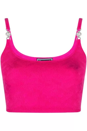 VERSACE Women Crop Tops - La Greca Medusa '95 knitted crop top - Pink