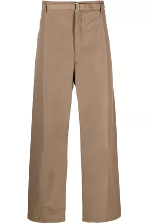 LEMAIRE Men Wide Leg Pants - Easy belted wide-leg trousers - Brown