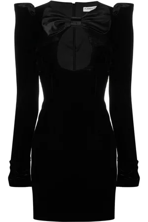 Alessandra Rich Women Party Mini Dresses - Bow-detail velvet minidress - Black
