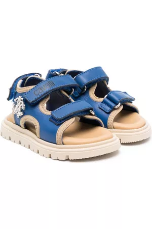 Roberto Cavalli Sandals - Logo-print touch-strap sandals - Blue