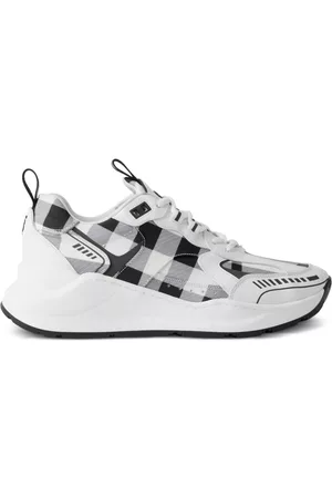 Burberry Women Sneakers - Check-pattern leather sneakers - White