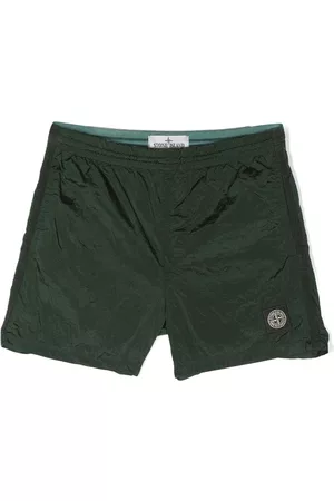 Stone Island Boys Swim Shorts - Logo-patch swim shorts - Green