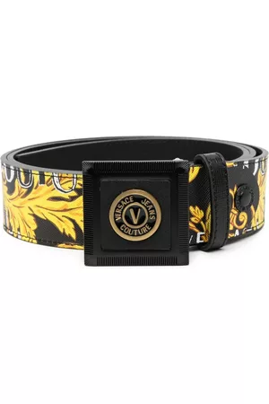 VERSACE Men Belts - Logo-print leather belt - Black