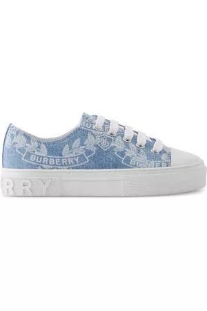 Burberry Girls Sneakers - Crest-print denim sneakers - Blue