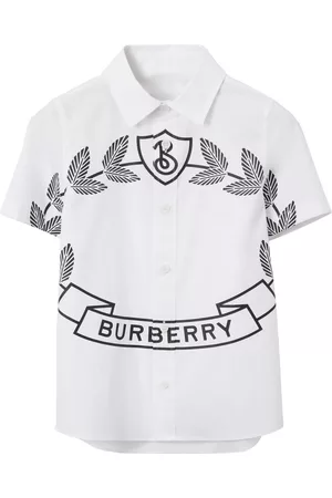 Burberry Boys Shirts - Logo-print cotton shirt - WHITE