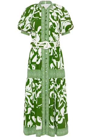 Rebecca Vallance Women Puff Sleeve Dress - Buttercup puff-sleeve midi dress - Green