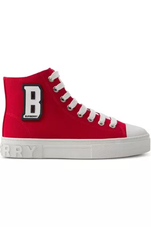 Burberry Girls High Top Sneakers - Graphic-letter high-top sneakers - BRIGHT RED