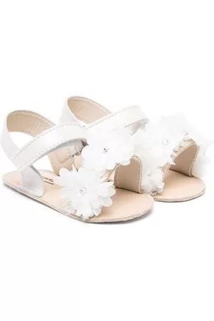 Babywalker Sandals - Floral-appliqué leather sandals - Neutrals