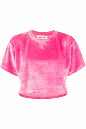 Styland Velvet-effect cropped T-shirt
