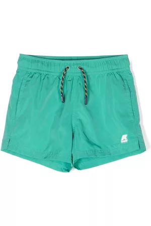 K-Way Boys Swim Shorts - Logo-print drawstring swim shorts - Green