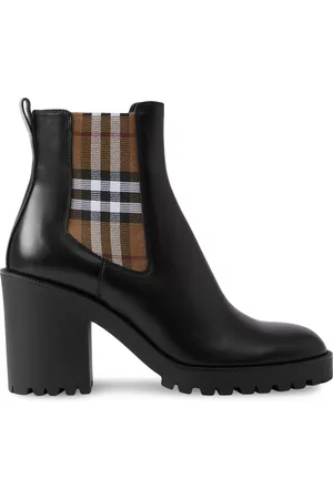 Burberry Women Ankle Boots - Checkered panel ankle boots - Black