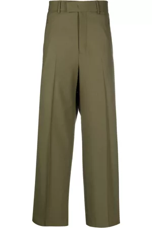 Msgm Men Wide Leg Pants - Pleat-detail wide-leg trousers - Green
