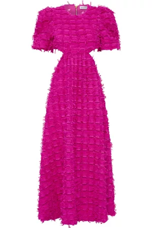 Rebecca Vallance Women Puff Sleeve & Puff Shoulder Dresses - Cherie Amour puff-sleeve midi dress - Pink