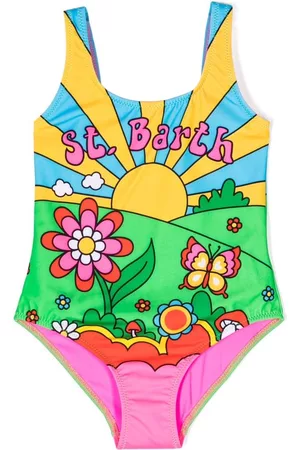 MC2 SAINT BARTH Girls Swimsuits - Graphic-print open-back swimsuit - Multicolour