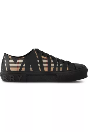 Burberry Men Low Top & Lifestyle Sneakers - Sliced check cotton sneakers - Black
