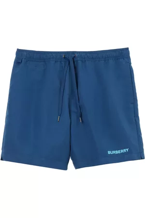 Burberry Men Swim Shorts - Logo-print drawstring swim shorts - RICH NAVY