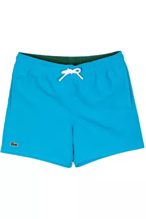 Lacoste Boys Swim Shorts - Logo-patch swim shorts - Blue