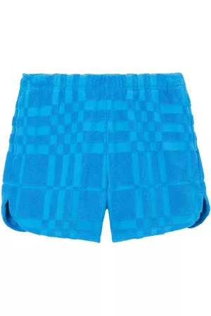 Burberry Men Sports Shorts - Check-pattern above-knee length shorts - Blue