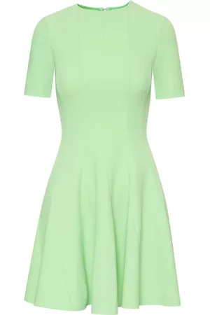 Oscar de la Renta Women Party Mini Dresses - Pleated short-sleeve minidress - Green