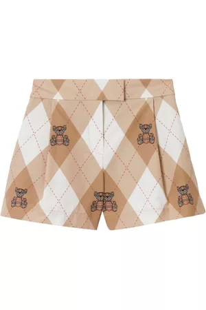 Burberry Girls Shorts - Thomas Bear argyle-print shorts - SOFT FAWN IP PAT