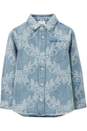 Burberry Boys Denim Shirts - Oak Leaf Crest print denim shirt - PALE BLUE IP PAT