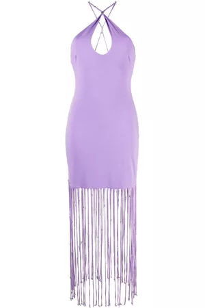 ROTATE Women Casual Dresses - Fringe-trimmed jersey dress - Purple
