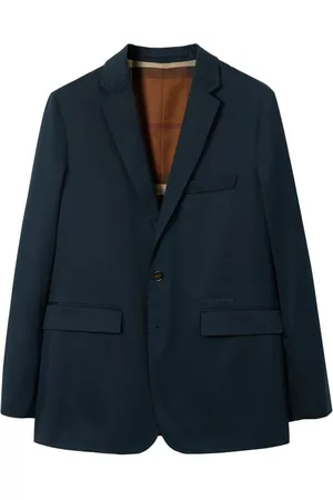 Burberry Men Blazers - Notched-collar cotton tailored blazer - Blue