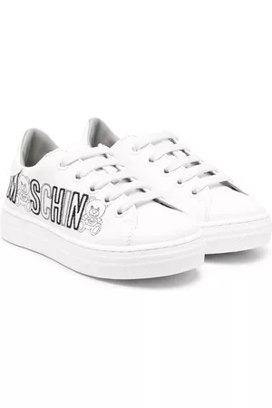 Moschino Girls Sneakers - Teddy logo-stitch sneakers - White