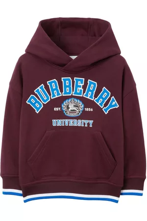 Burberry Boys Hoodies - College logo-print cotton hoodie - Purple