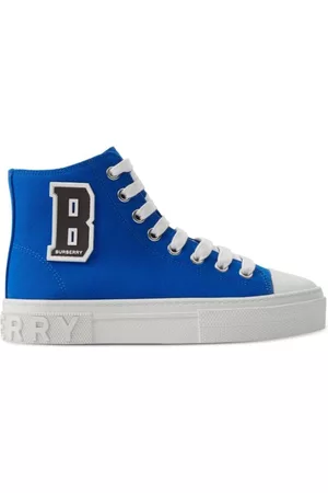 Burberry Girls Designer Hi-Tops - Logo-patch high-top sneakers - CANVAS BLUE