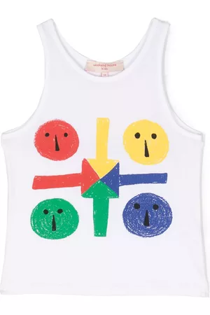 Weekend House Kids Boys Tops - Graphic-print organic cotton tank top - White
