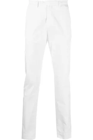 BRIGLIA Men Skinny Pants - Skinny cotton trousers - White