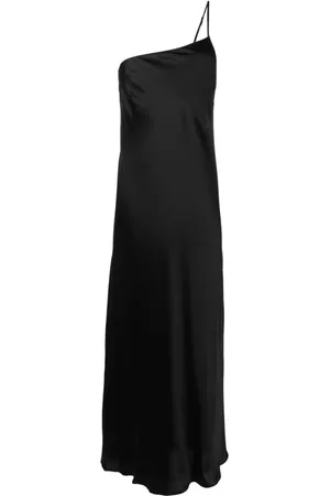 Maison Essentiele Women Asymmetrical Dresses - Asymmetric silk slip dress - Black