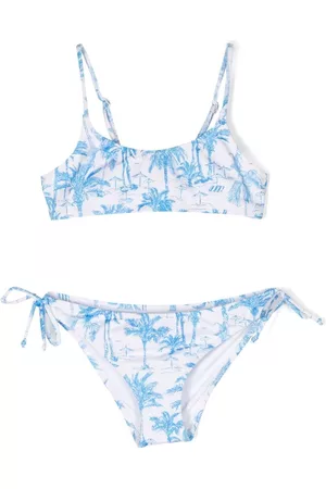 MC2 SAINT BARTH Girls Bikinis - Palm-tree print bikini - White