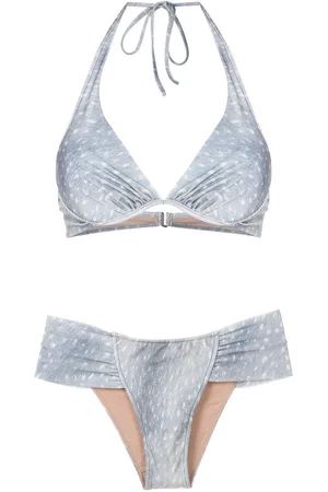 Adriana Degreas Stone-print half-cut halterneck bikini