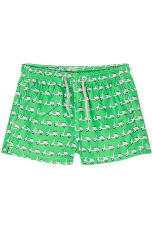 MC2 SAINT BARTH Boys Swim Shorts - Graphic-print swim shorts - Green