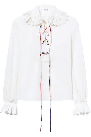 Puccini Broderie-anglaise ruffled blouse