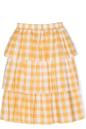 PAADE Girls Printed Skirts - Check-pattern ruffled cotton skirt - Yellow