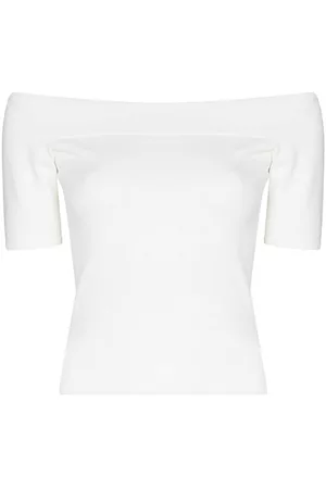 Alexander McQueen Women Strapless Tops - Off-shoulder T-shirt - White