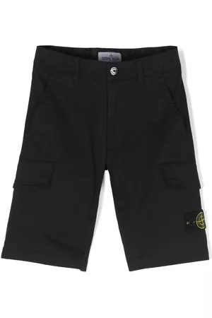 Stone Island Boys Bermudas - Logo-patch bermuda shorts - Black