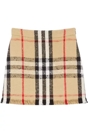 Burberry Women Vintage T-Shirts - Vintage-Check bouclé skirt - Neutrals