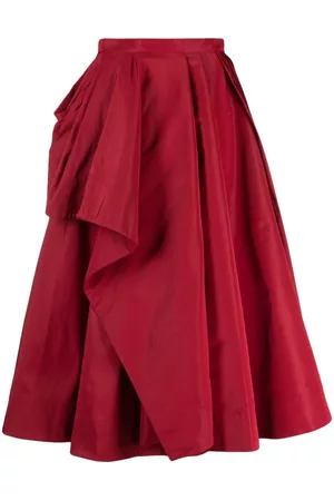 Alexander McQueen Women Midi Skirts - Asymmetric drape midi skirt - Red
