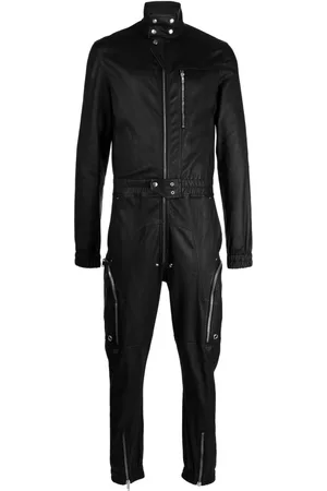 Rick Owens Men Jumpsuits - Zip-up leather jumpsuit - Black