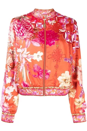 Camilla Women Floral Bomber Jackets - Floral-print bomber jacket - Orange
