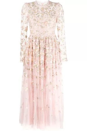 Needle & Thread Women Printed & Patterned Dresses - Wildflower floral-embroidered gown - Pink
